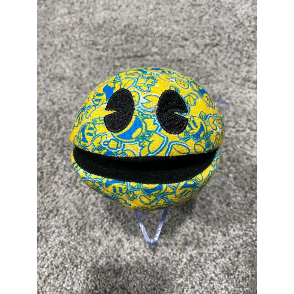 Pac-Man Bandai Namco Yellow Blue All Over Print Plush Ball Arcade Toy‎